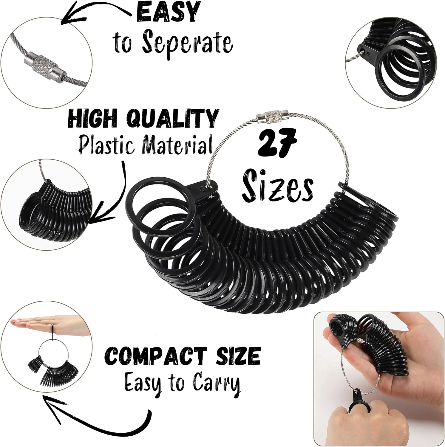 Mr. Pen- Ring Sizer Measuring Tool Set, Ring Sizer Guage & Plastic Ring Mandrel with 1 Polishing Cloth, Ring Sizer, Ring Measure for Fingers, Ring Sizing Kit, Ring Finger Sizer, Ring Sizer Tool.