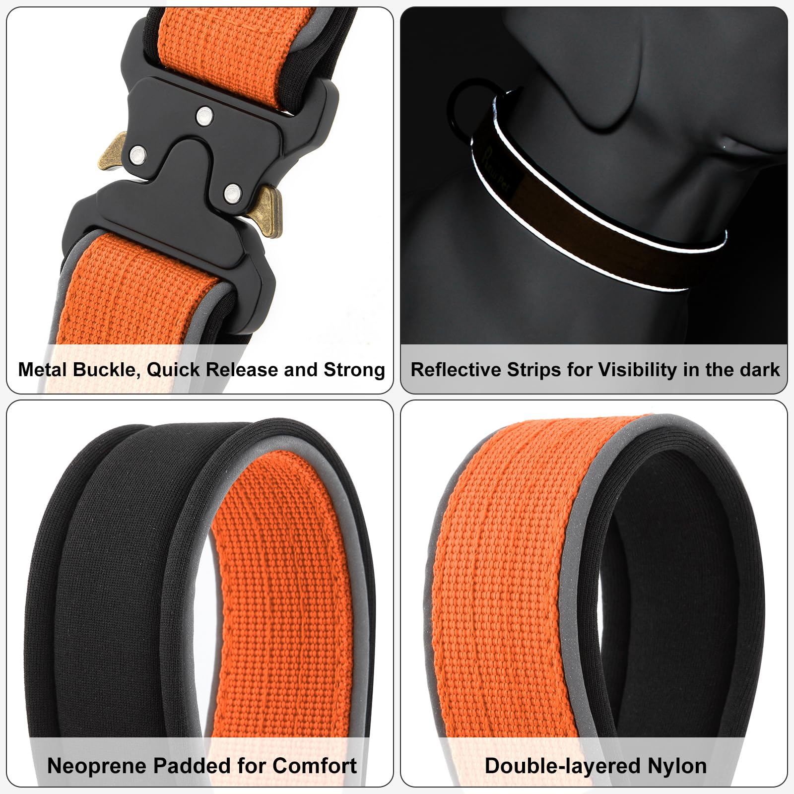 Plutus Pet Tactical Dog Collar, Reflective, Adjustable Heavy Duty Dog Collar, Soft Padded and Comfortable - Image 4