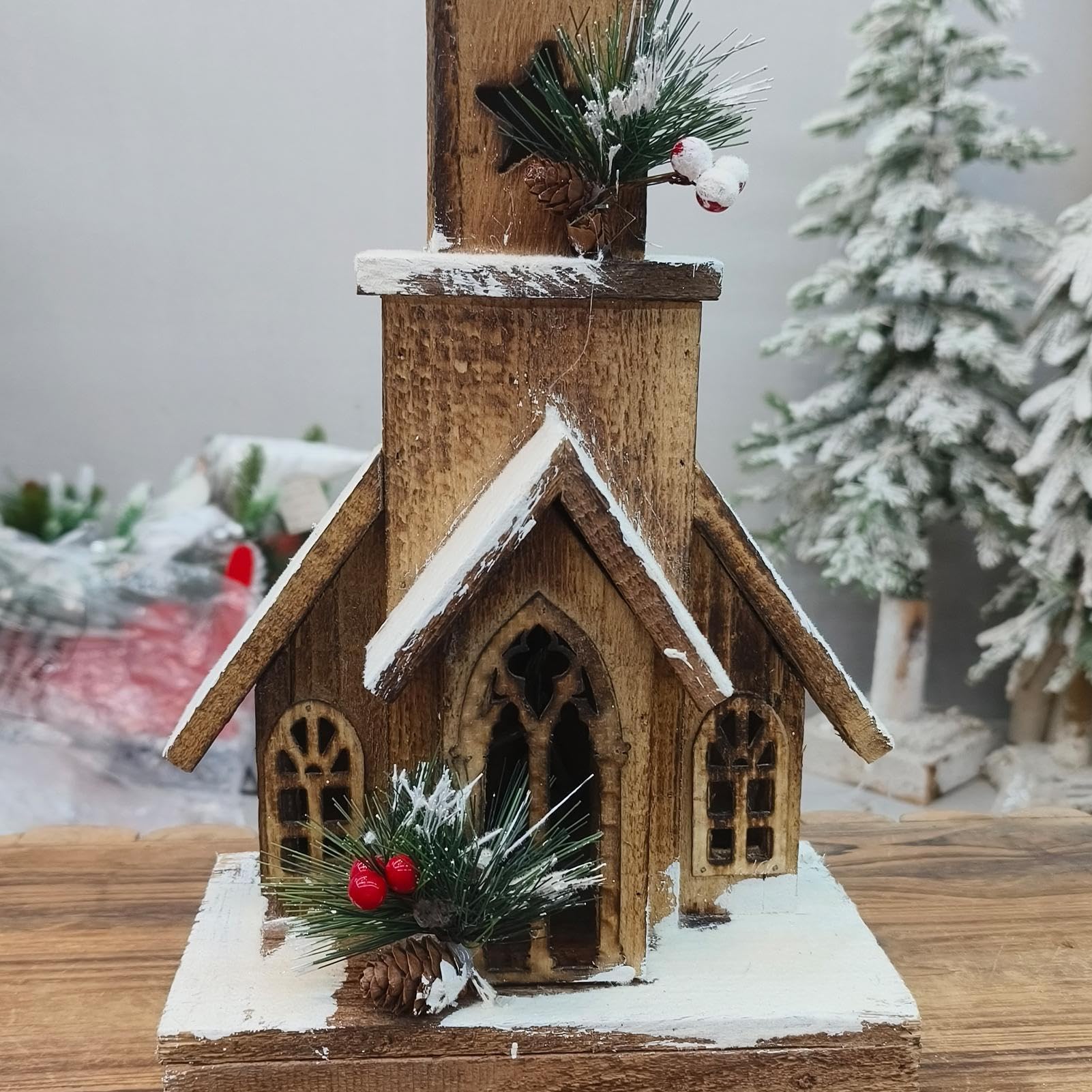 Amazon.co.jp: ライト付きクリスマスビレッジハウス、木製ライト Amazon.co.jp: ライト付きクリスマスビレッジハウス、木製ライト
