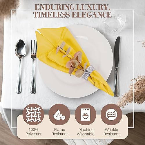 Miniatura 2 de Ultimate Textile -1 docena - Reversible Shantung Satin - Majestic - Servilletas de tela Majestic de 17 x 17 pulgadas color dorado