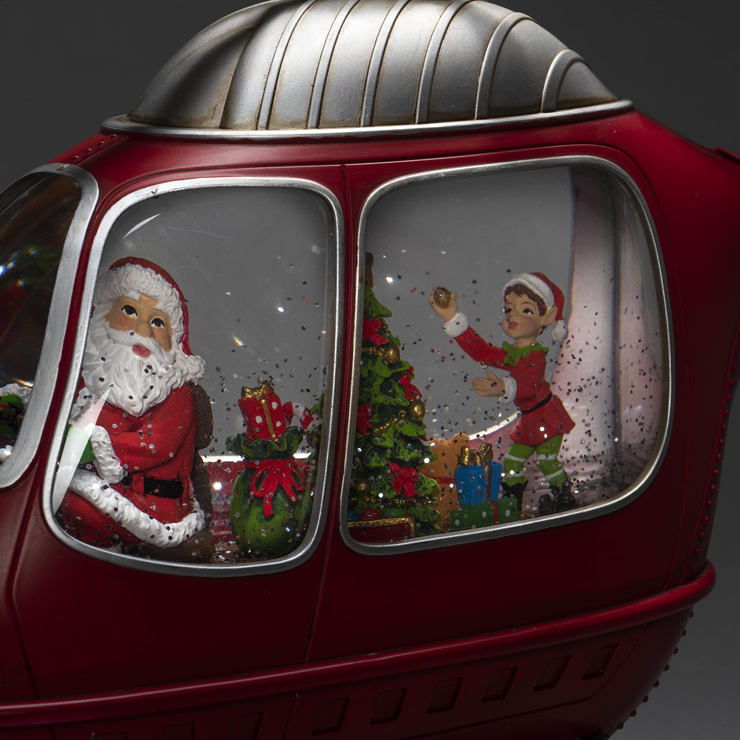 De kerstman vliegt op zijn slee over de maan op kerstnacht. | Premium Foto