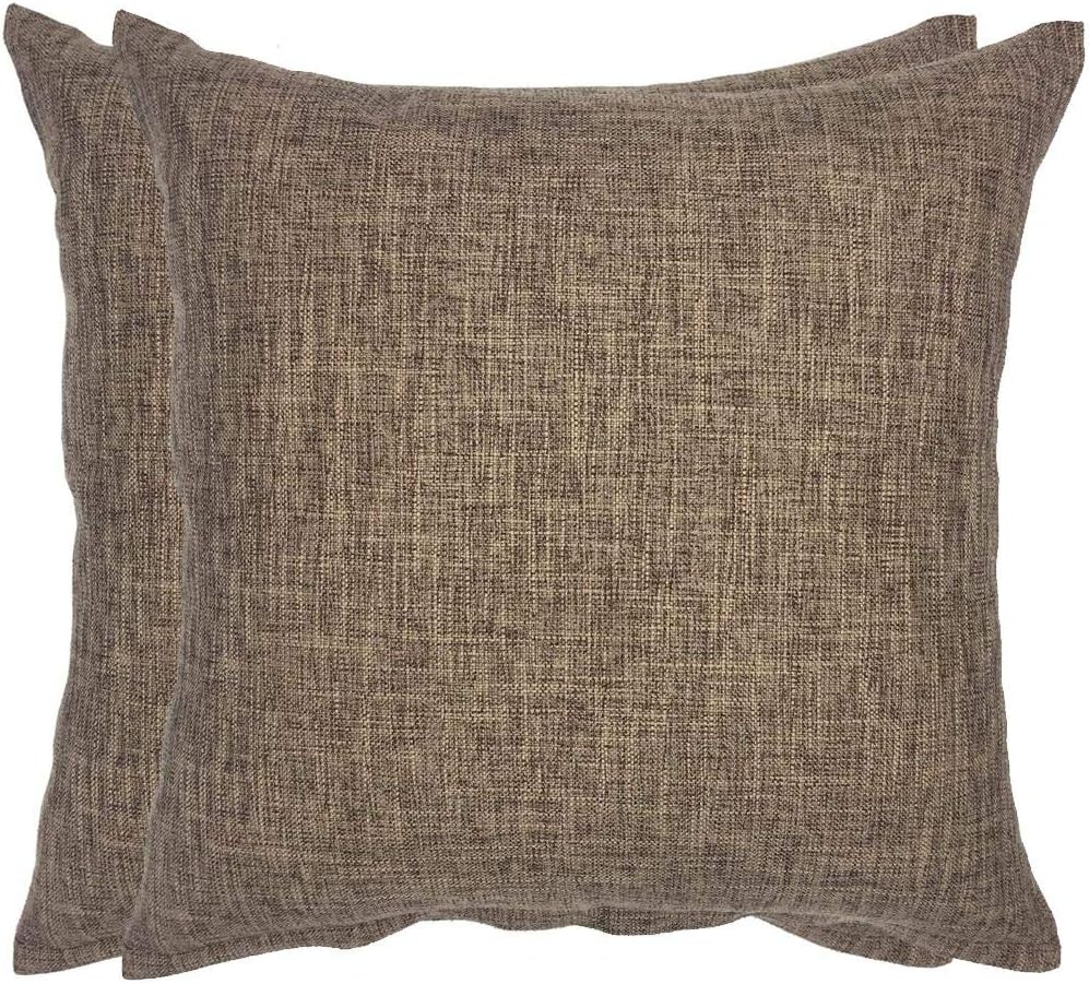 Pure Coffee Square Decorative Throw Pillows Case Cushion Covers Shell Cotton Linen Blend 18 X 18 Inches