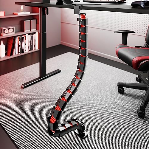 Miniatura 8 de ARES WING Columna de gestión de cables debajo del escritorio, organizador de cables de vértebras con abrazadera para escritorio de pie, organizador