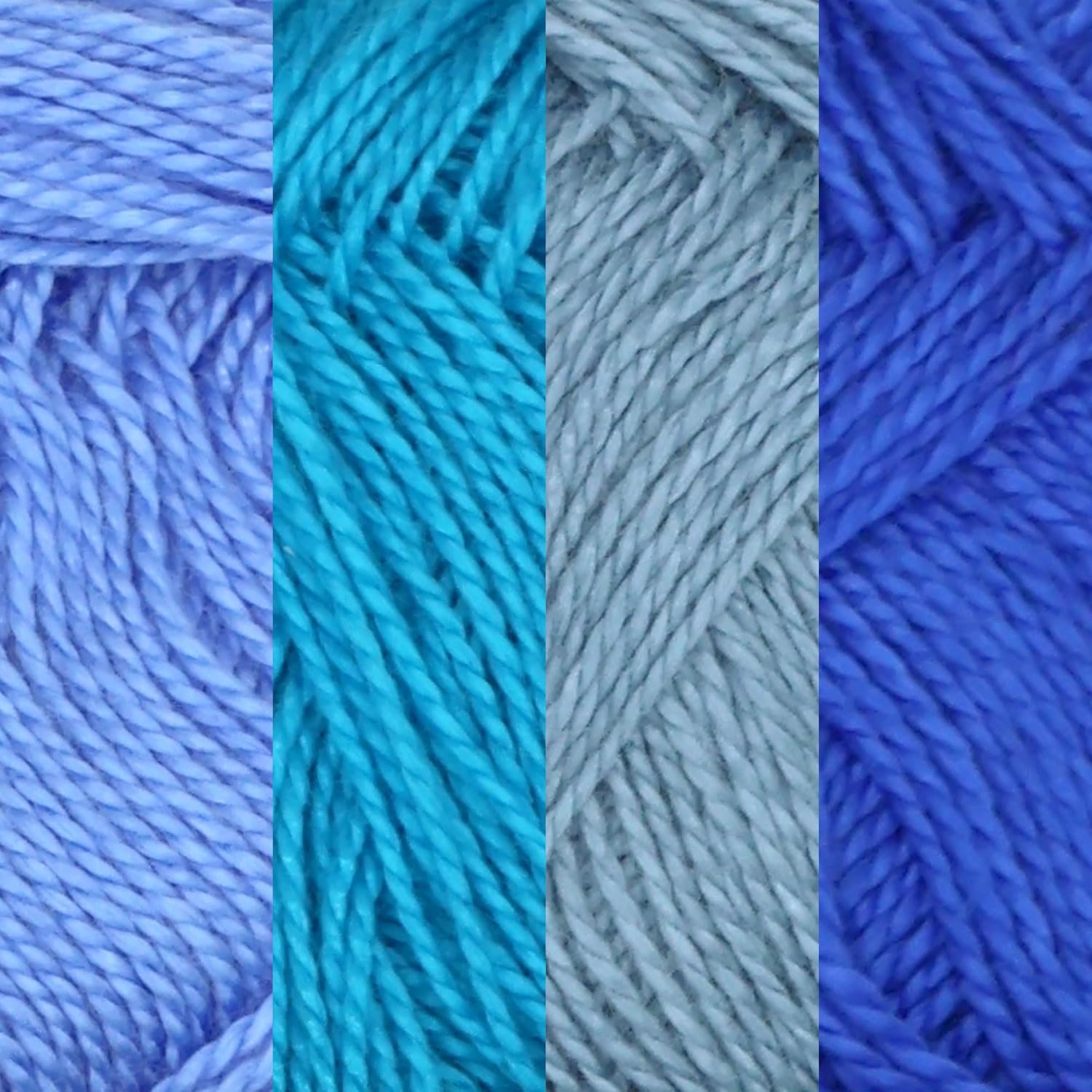 JubileeYarn Delightfully Fine Yarn - 50g/Skein Lace Bamboo Rayon - Shades of Blue - 4 Skeins