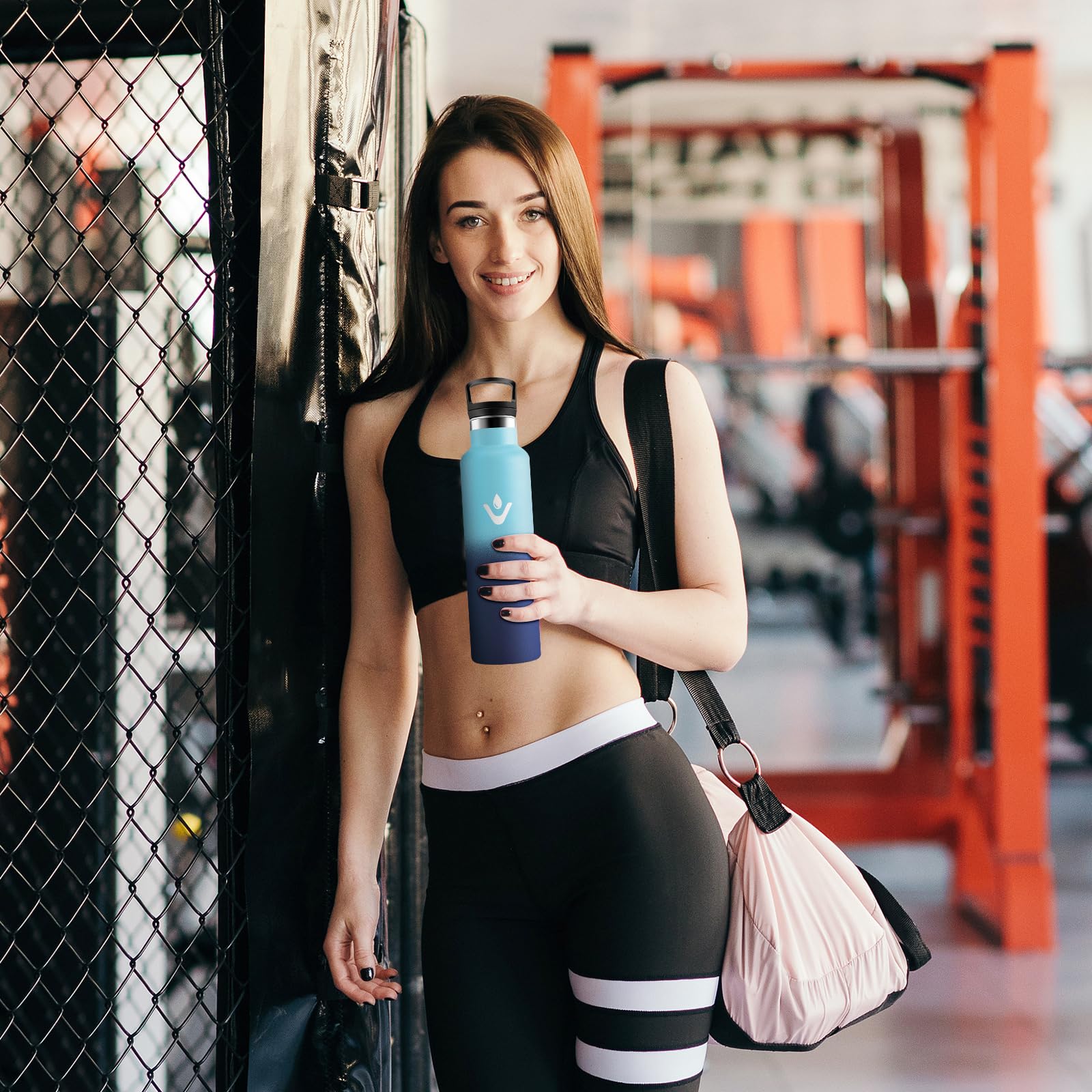 JAPORIA Borraccia Acciaio Inox 750ml, Termos con Cannuccia, a prova di perdite, Riutilizzabile, senza BPA, per Viaggio, Campeggio, Gimnasio