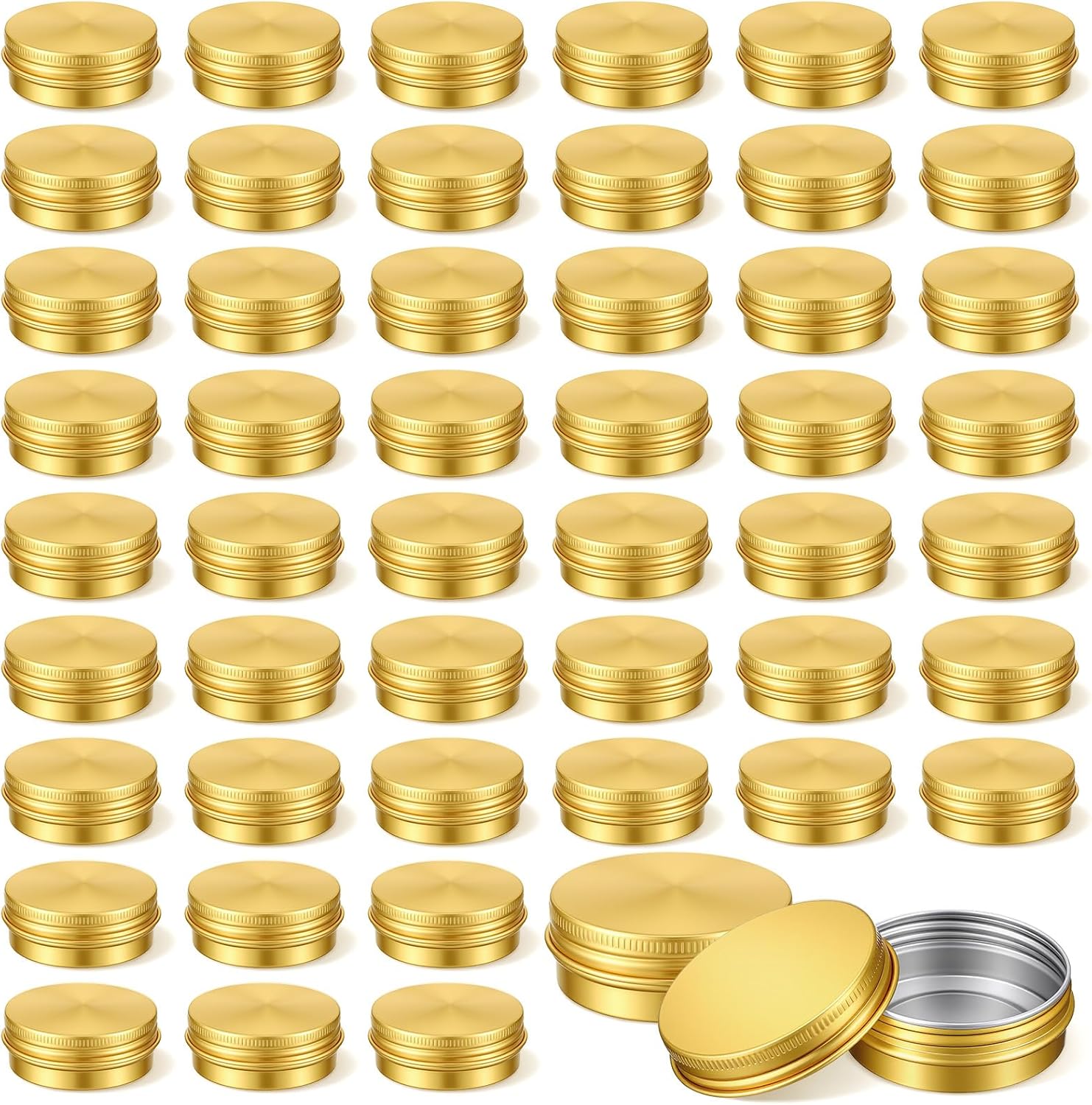 50 Pieces 1 OZ Gold Lip Balm Tin Containers Screw Round Tin Cans Aluminum Jar with Screw Lid, Empty Bottle Travel Cosmetic Sample Container