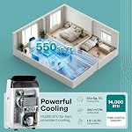 SereneLife 14,000 BTU Portable Air Conditioner with Dehumidifier, Heat, & Fan | Wi-Fi Enabled Portable AC Unit for Wide Area Climate Control | Compact Standing Air Conditioner with Window Kit