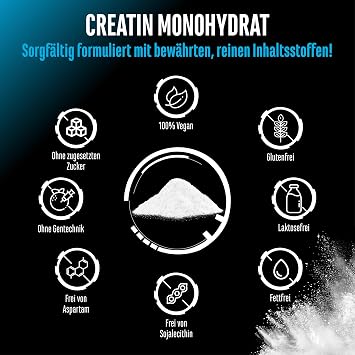 Gen German Elite Nutrition Creatine Monohydrate Powder - 1 kg / 1000 g 293 servings - microfine soluble - mesh factor 200 - laboratory tested - vegan - no unnecessary additives