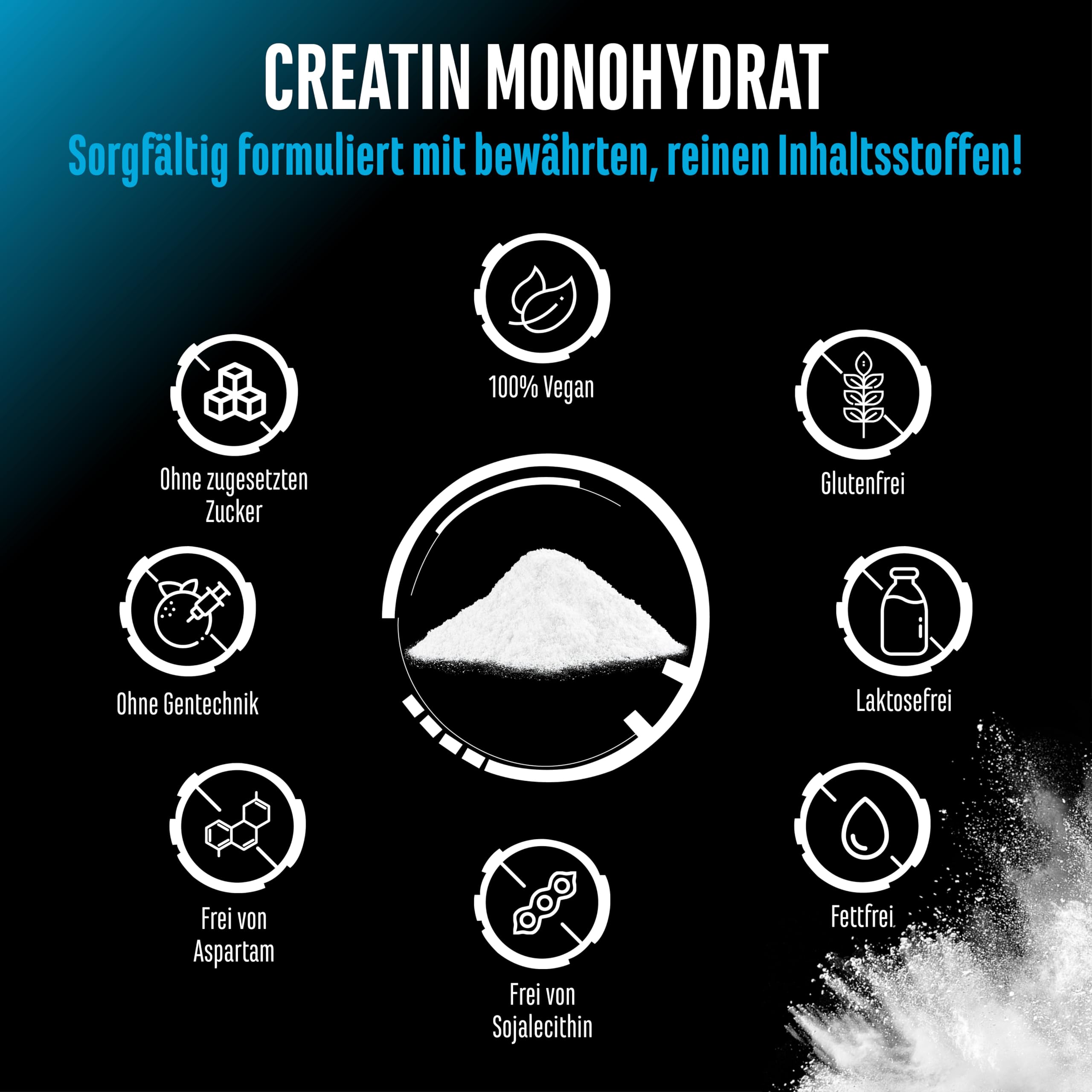 Creatin Pulver - 1kg / 1000 g - Creatine Monohydrat Pulver - Optimale Löslichkeit & mikrofein - Vegan - 293 Anwendungen - German Elite Nutrition | 293 Portionen, mikrofein löslich, Mesh Faktor 200, vegan, ohne Zusätze