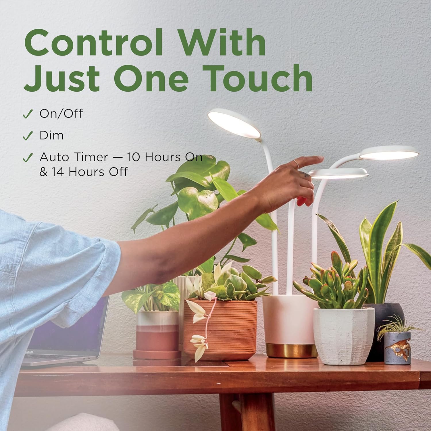 AeroGarden Trio Grow Light for Indoor Plants, Grow Live Plants Anywhere in The Home, Adjustable Light Modes, Cream