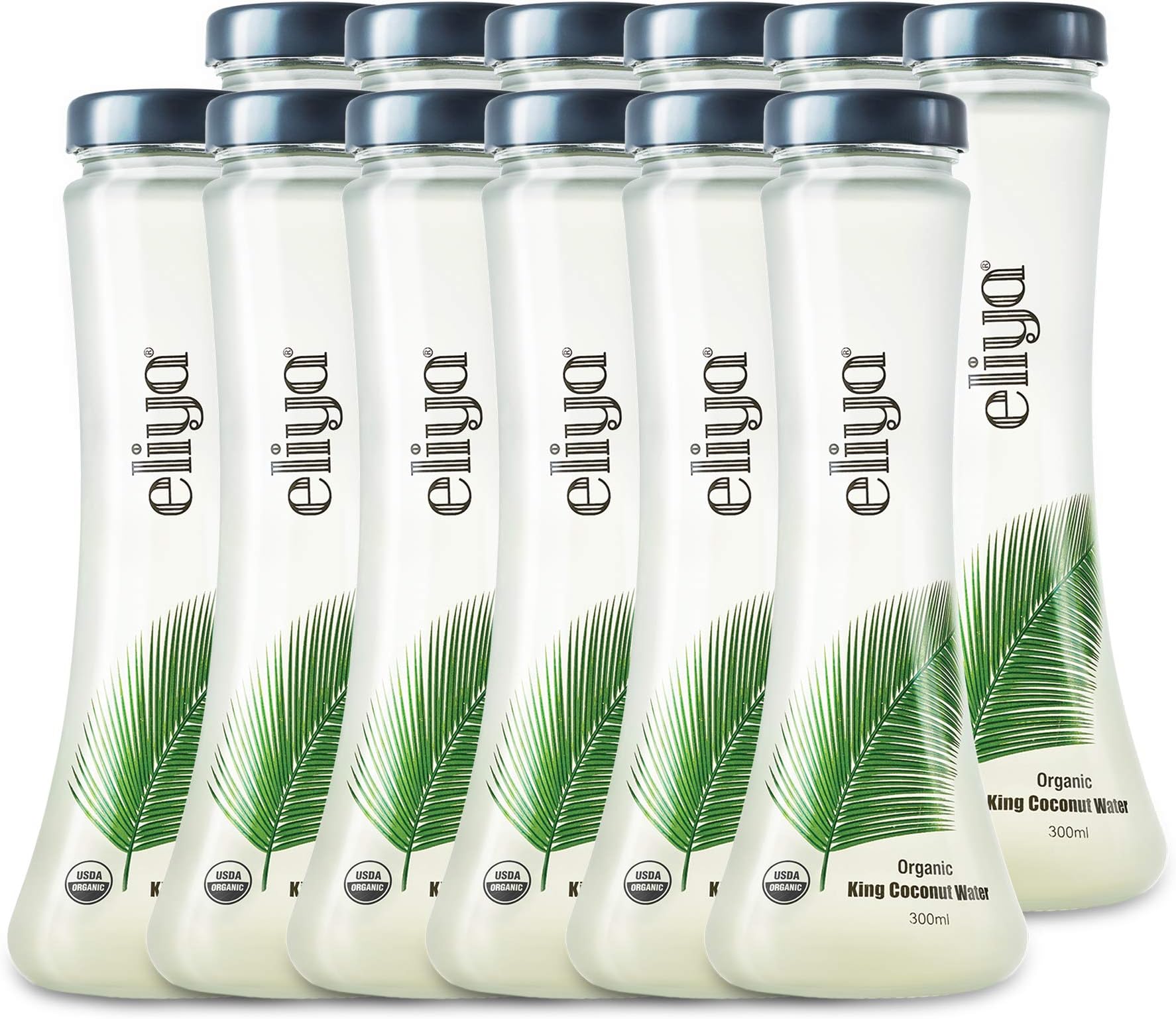 Eliya Organic Young King Coconut Water, 10.1 fl. oz Glass Bottles (Pack of 12)