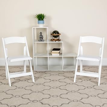 EMMA + OLIVER White Wood Folding Chair, 2-Pack
