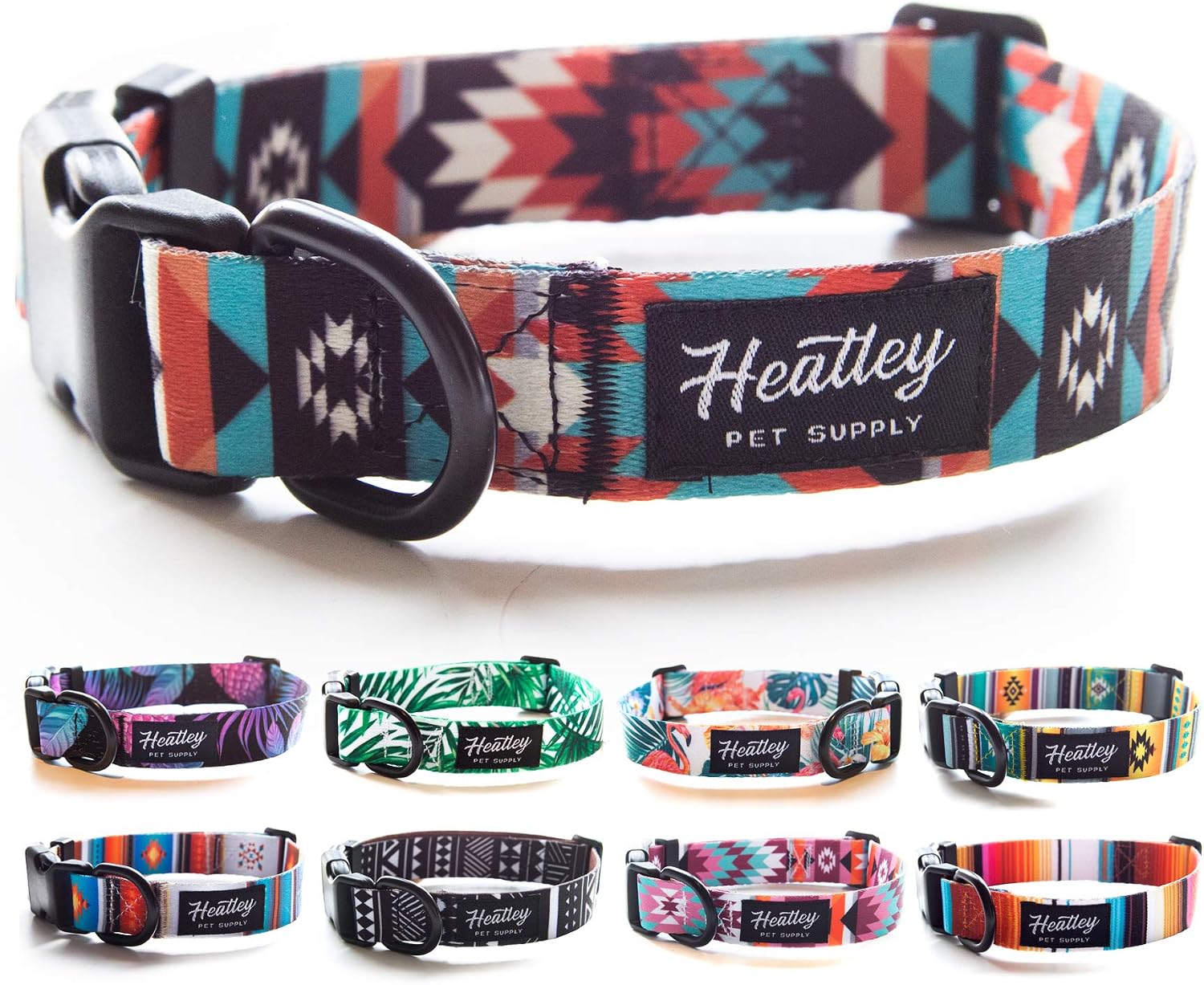 Heatley Dog Collar with Buckle | Tribal Collection (Medium Large, Nomad Red/Blue)