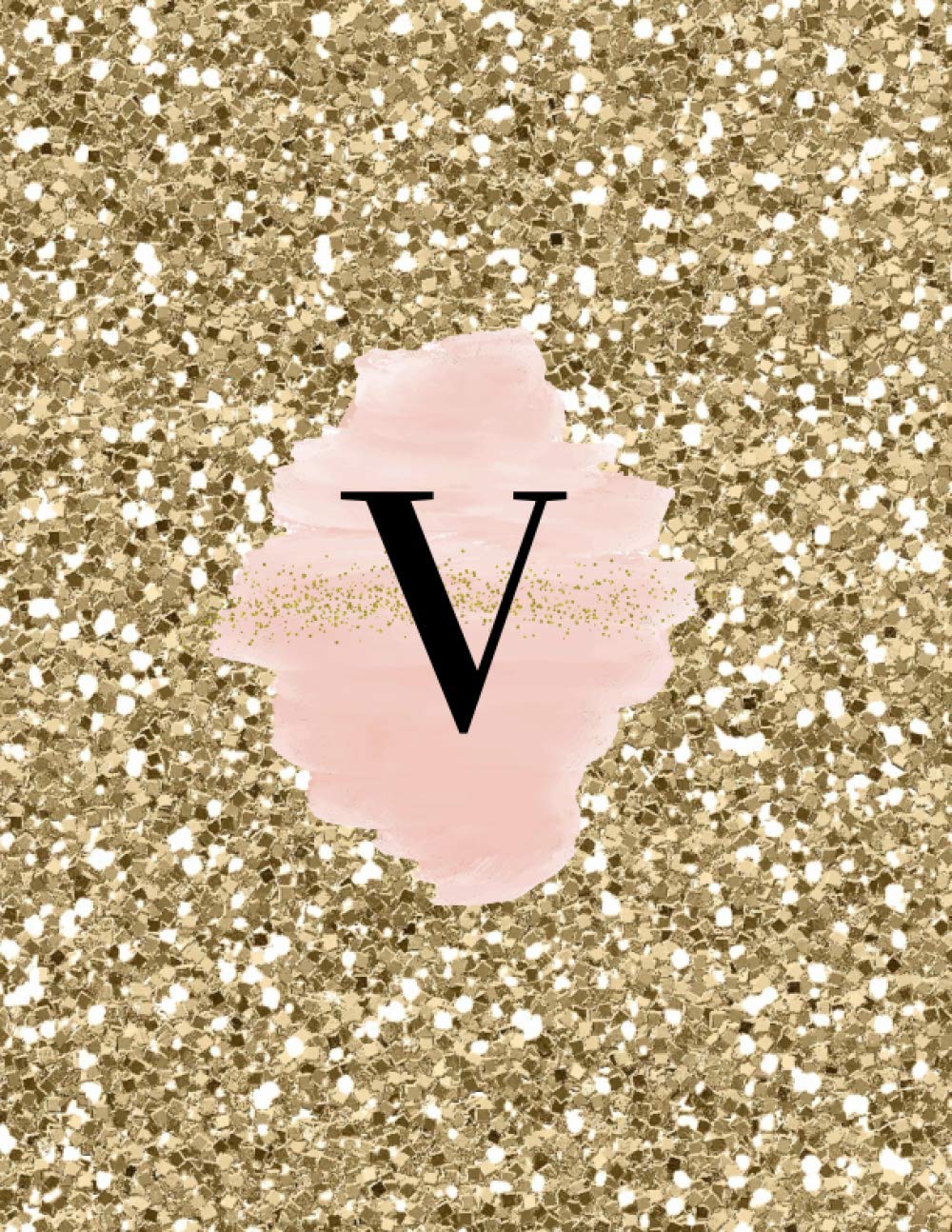 INITIAL "V" GOLD GLITTER GLOSSY LINED NOTEBOOK (8.5 × 11, 200 PAGES)