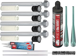 TOX Thermo Proof Plus 16x400 Abstandsmontagesystem Edelstahl A4 Set, Wärmebrückenfreie Schwerlast-Montage, WDVS Abstandsmontage mit Liquix Pro 1 + Bürste und Dichtmittel (4x 16x400mm SET)