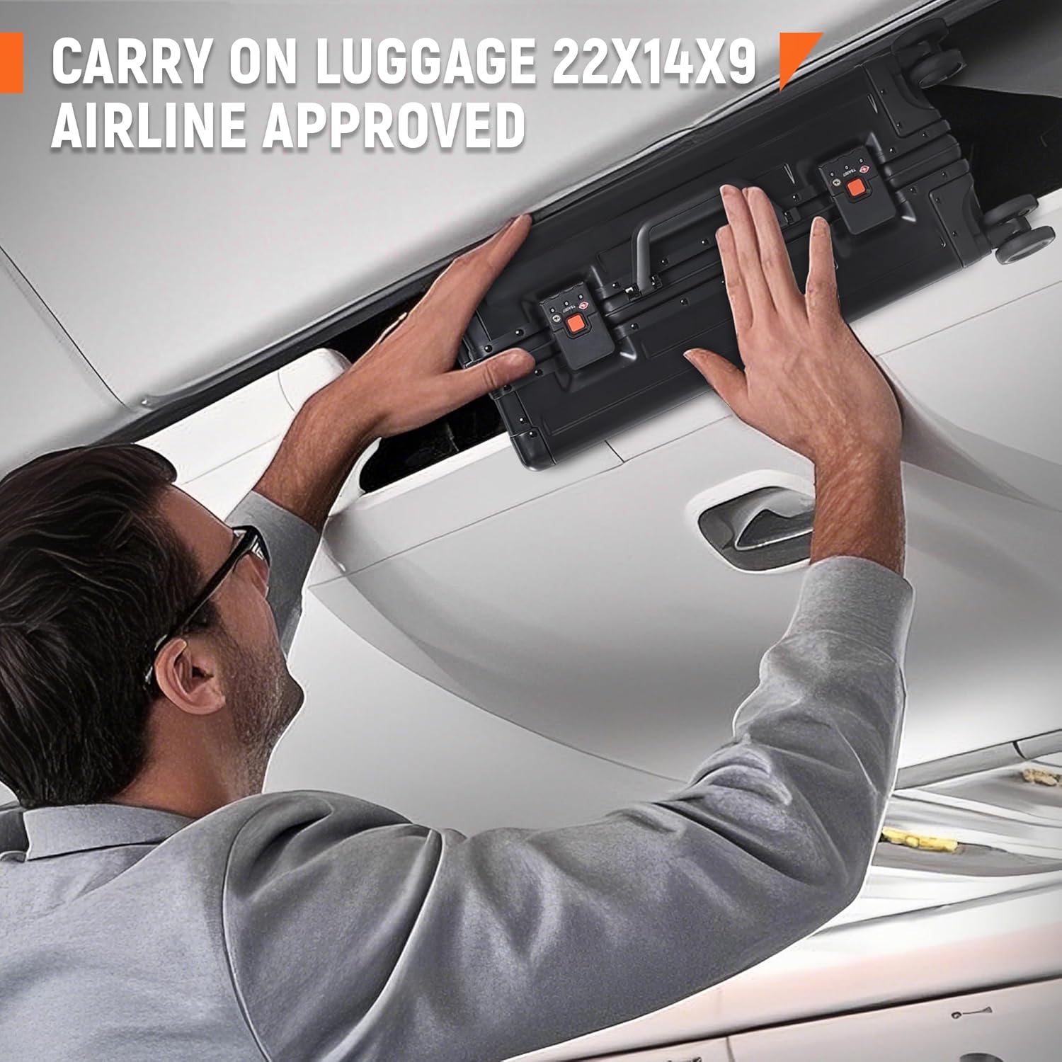 UrbanExplorer All Aluminum Carry On Luggage 22x14x9 Airline Approved Heavy Duty Hard Shell Suitcases Zipperless Suitcase with TSA Lock, Black, 20 Inch - Image 7