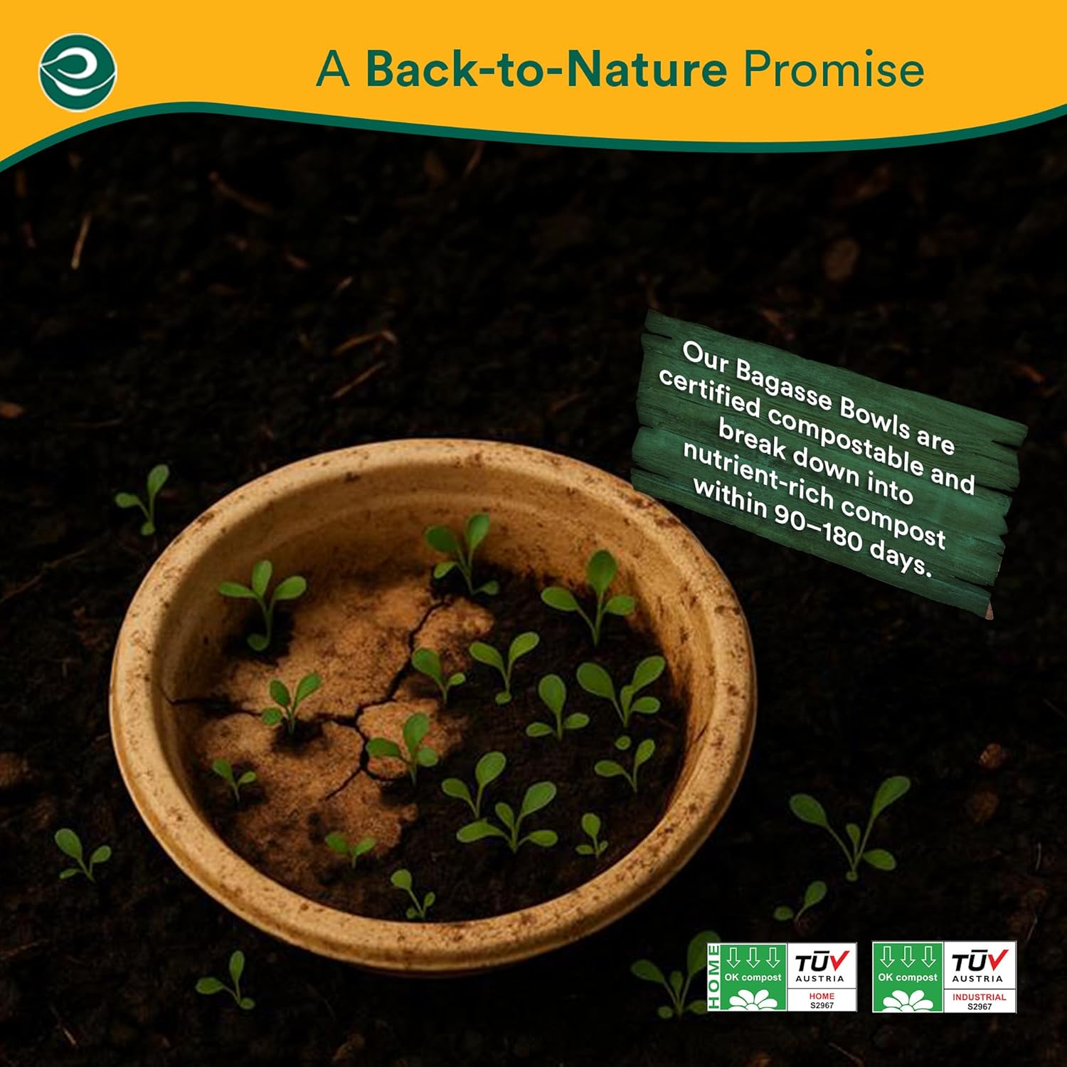 ECO SOUL Disposable Paper Bowls 32 oz, 100 Pack – Biodegradable Compostable Sugarcane Bagasse Bowls, Heavy Duty & Microwave Safe, Large Bowls for Serving Ramen, Curry, Rice, Salad – Natural Brown