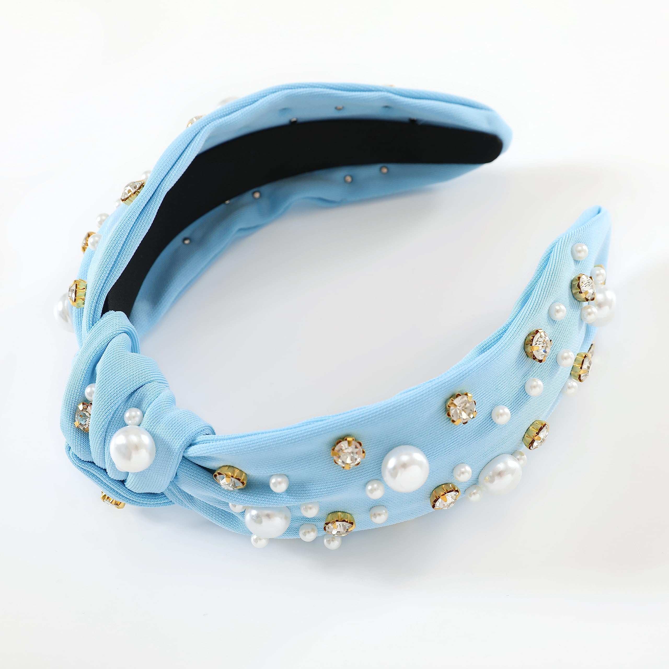 Light Blue Crystal Embellished Headband Lilly Pulitzer Blue Stripe Embellished Headband – Bungalow 123 main image 3