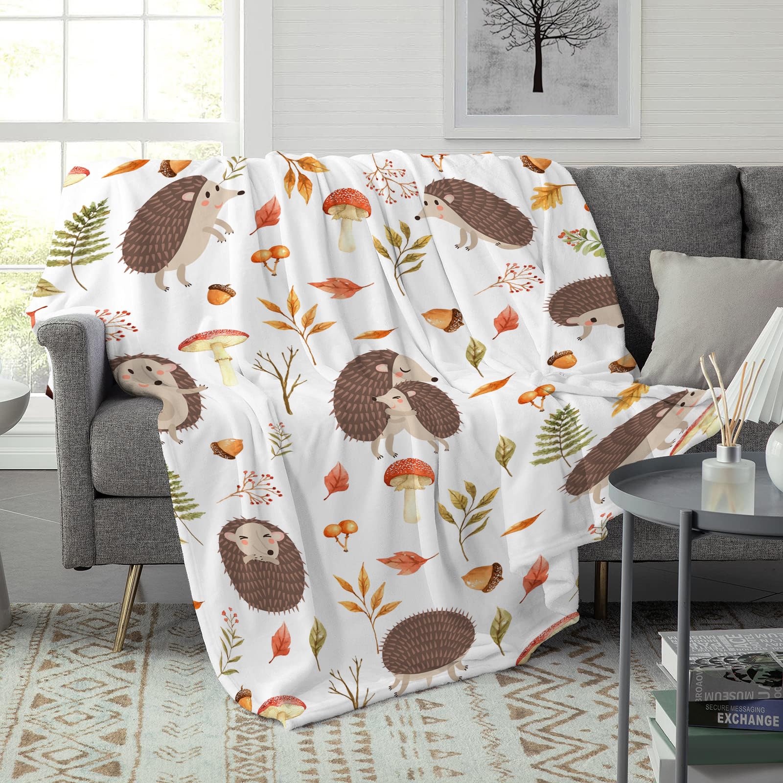 Abaysto Hedgehog Blanket Cute Animals Super Soft Warm Bed Bedding Throw Blankets Girls Boys Gifts for Couch Bedroom Sofa Office Car Decor All Season Flannel Plush Blanket for Kids Adults 100x130cm - Image 2