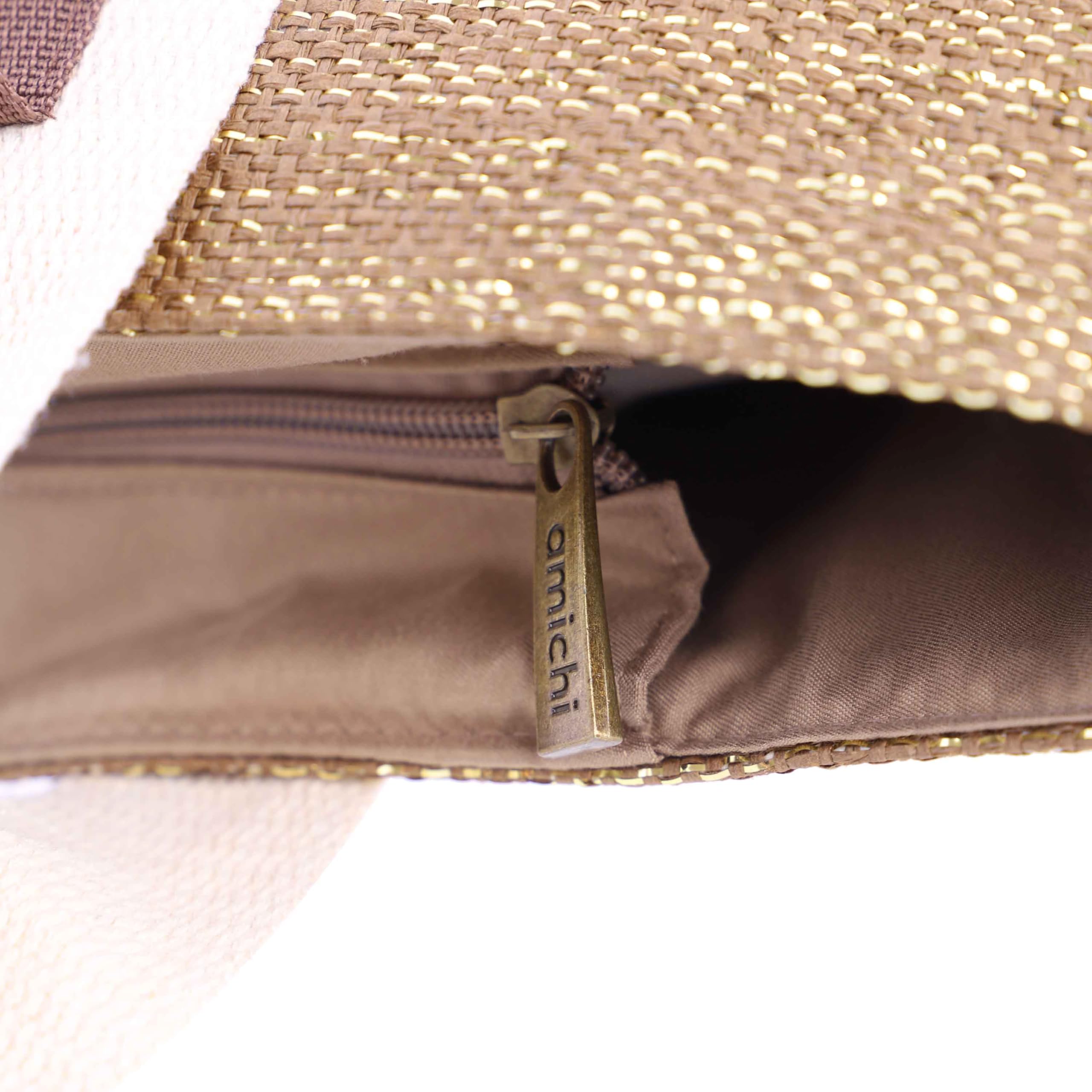 AMICHI - Bolso shopper mujer - Bolso mujer de rafia diseño artesanal para verano, Miramar