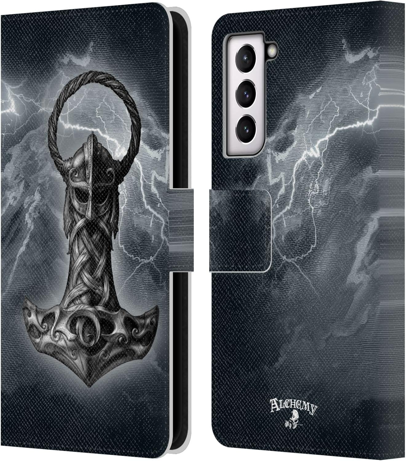 Head Case Designs Officially Licensed Alchemy Gothic Mjolnir Hammer Illustration Leather Wallet Case Compatible with Samsung Galaxy S21 5G