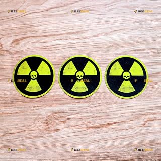 Nuclear Radiation Sign Radioactive Warning Sticker Decal Vinyl Distressed Skull - 3 Pack Glossy 3" - for Car Boat Laptop Cup