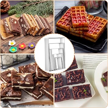 5 Pcs Rectangle Cookie Cutter Set, Stainless Steel Rectangle Cookie Cutters Rectangles Fondant Biscuit Cutter Molds Pastry Mold Bakeware Tools for Homemade Cookies, 5 Sizes (1.5, 2, 3, 3.5, 4.5 Inch)