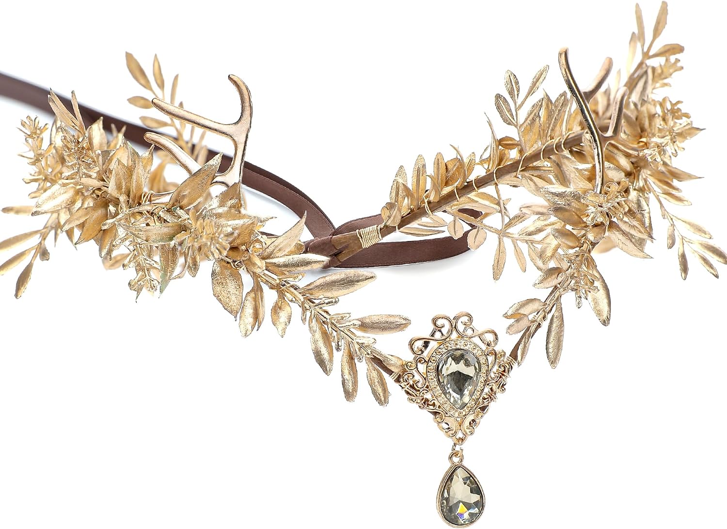 MOSTORY Flower Fairy Crown for Women - Woodland Antler Elf Crown for Renaissance Renfaire Accessories Cosplay Photo Shoot