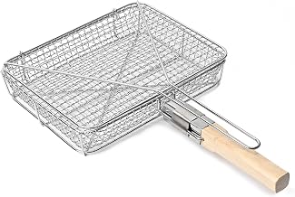 (TFS) Commercial Chicken Grill, Stainless Steel Grill for Fried Grilling (Large), Cassette Stove & Charcoal Fire O.K. Grill Net, Extra Thick Net