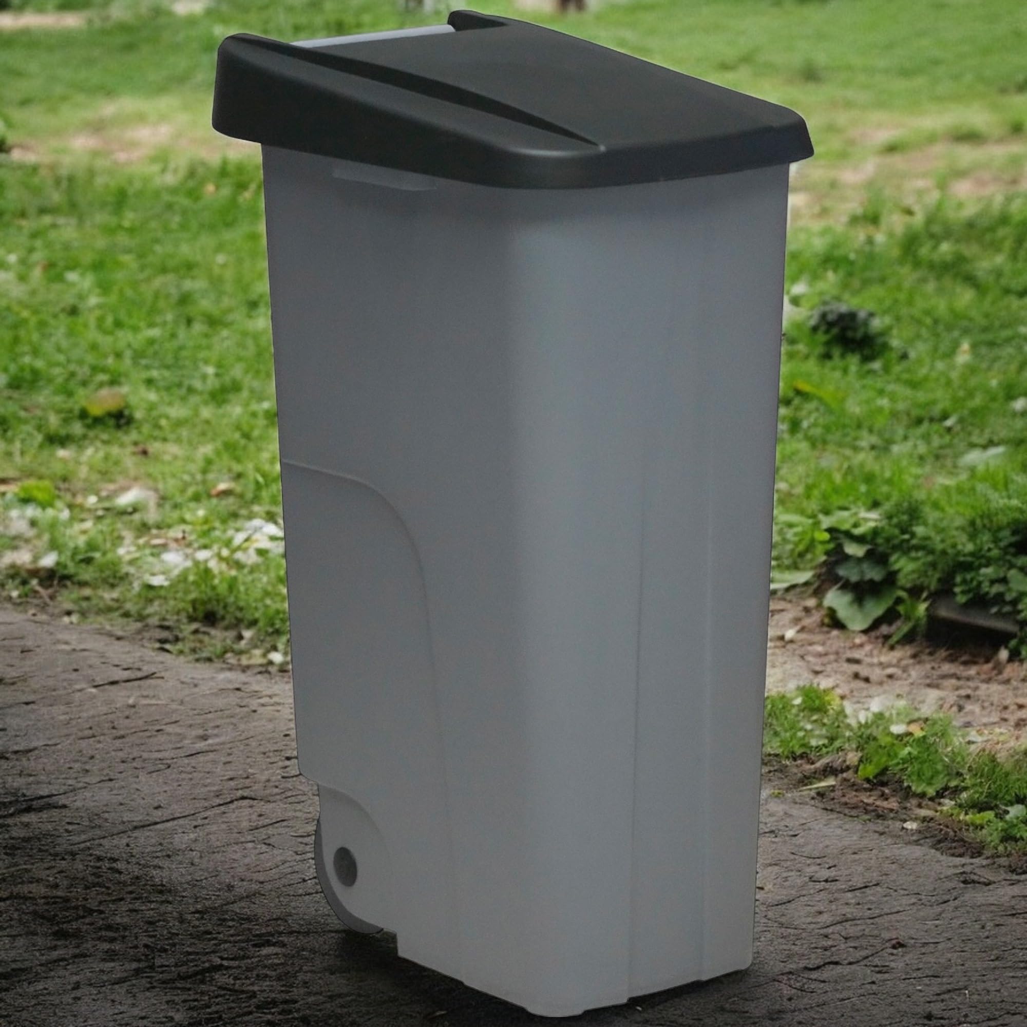 WELL HOME MOBILIARIO & DECORACIÓN Contenedor Cerrado 110L Negro H.88cm + Rollo 10 bolsas de basura 120L