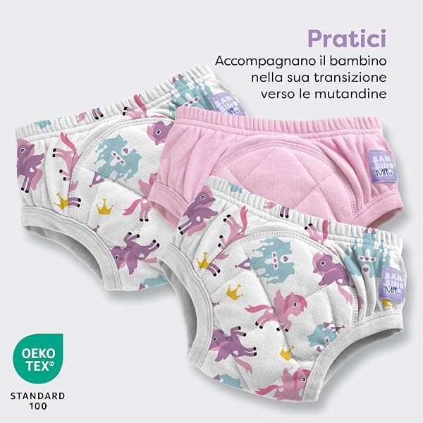 Bambino Mio, Mutandine di Apprendimento Riutilizzabili, Confezione da 3, 2-3 Anni, Palazzo del Pegaso Rosa - Lavabili, Ricamo a Punto Croce, Marchio Britannico Premiato - 2