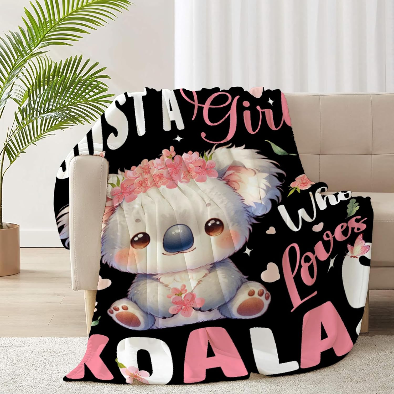 Koala Blanket Gifts for Girls Women Kids Just A Girl Who Loves Koalas Blankets Koala Stuff for Girls Animal Soft Flannel Throws for Sofa Bed Camping Travel Home Decor,40"x50" for Kids - Image 2