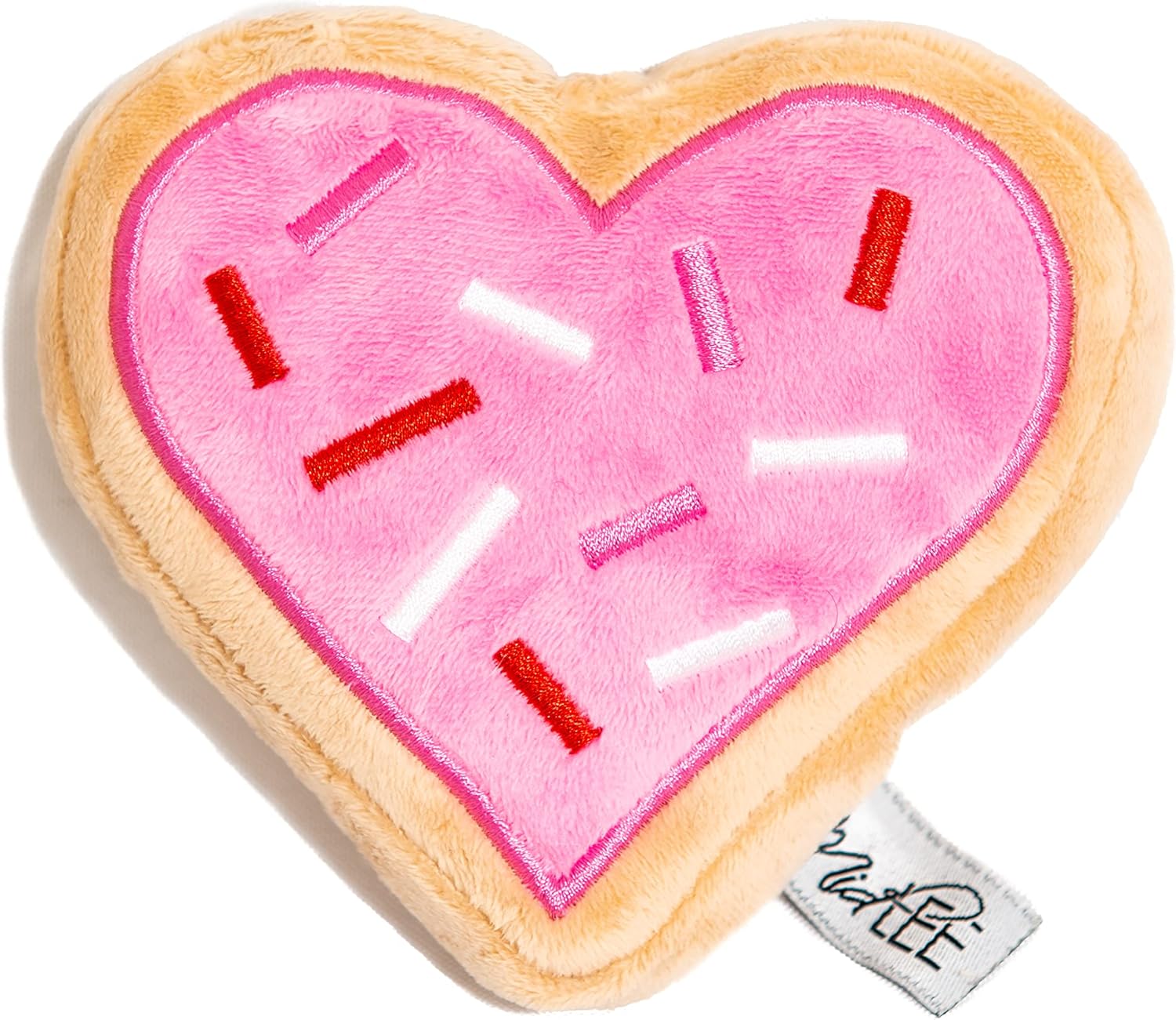 Midlee Pink Heart Sugar Cookie Plush Valentine's Dog Toy- Small Stuffed Present