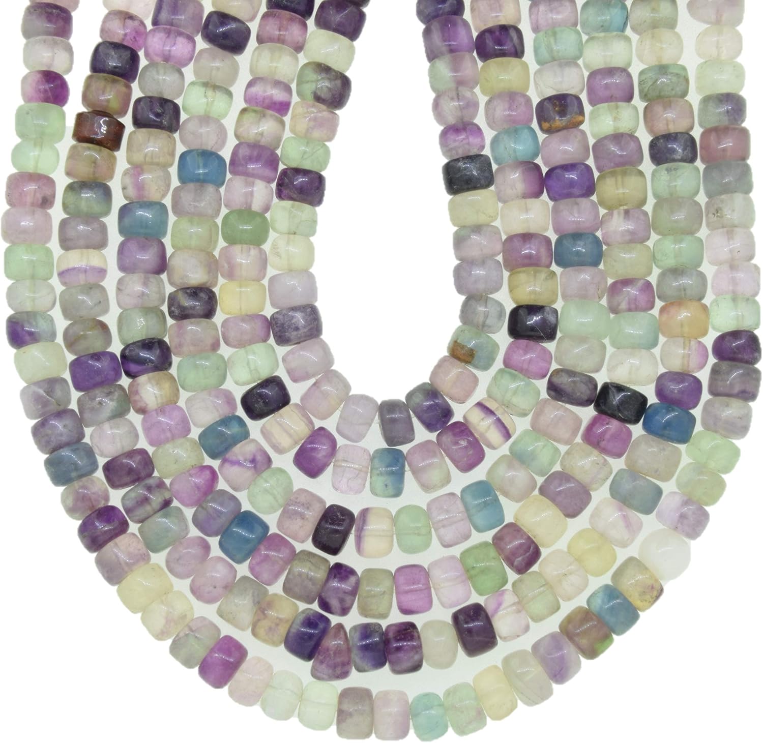Natural Fluorite Plain Rondelle Shape Gemstone Beads for Jewelry Making, Jewelry Supplies, Fluorite Beads 8 mm Size, 1 Strand Each of 16" Length