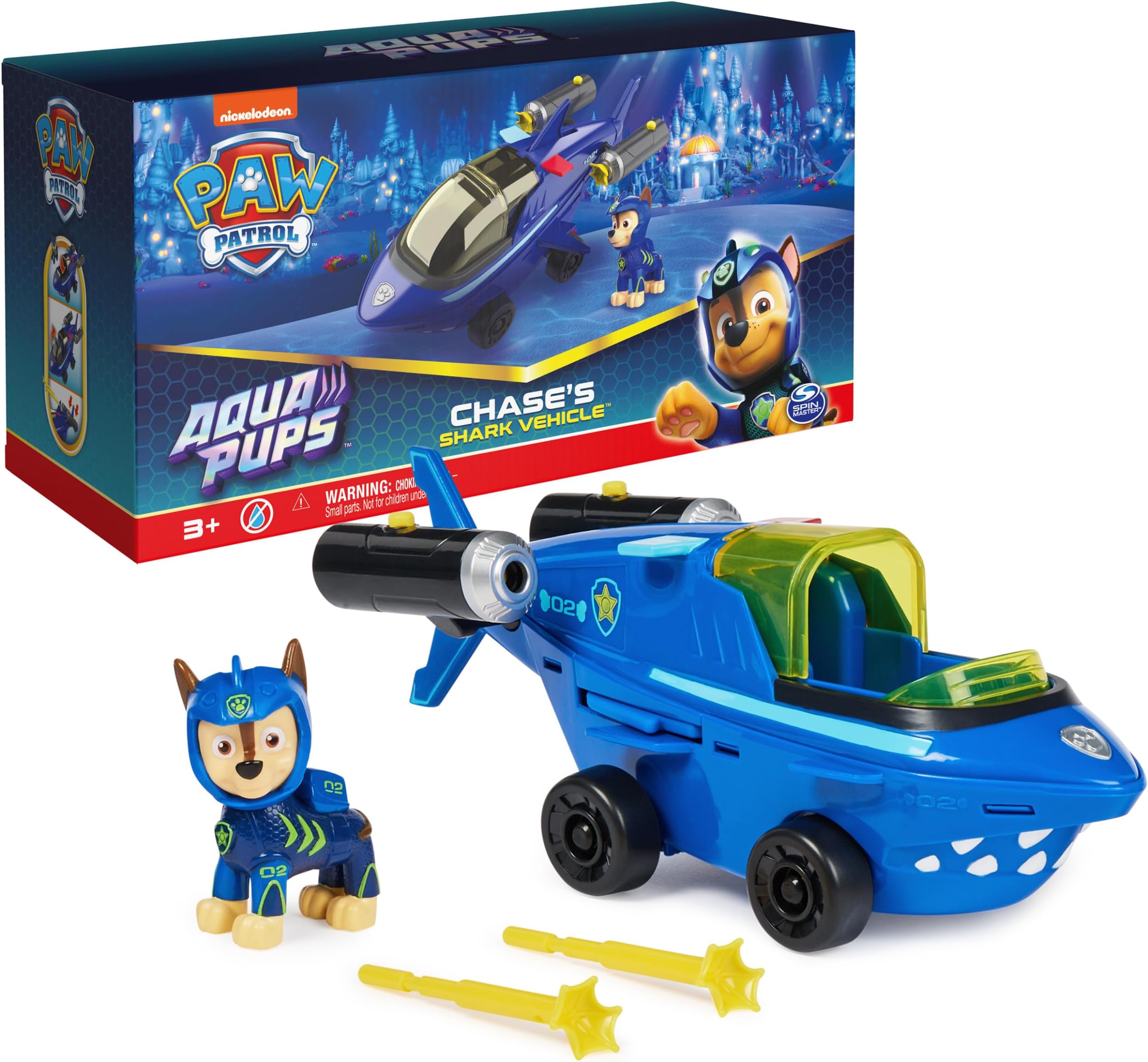 Aqua Pups, Chase Transforming Shark Vehicle with Collectible Action Figure, Kids Toys for Ages 3 and Up