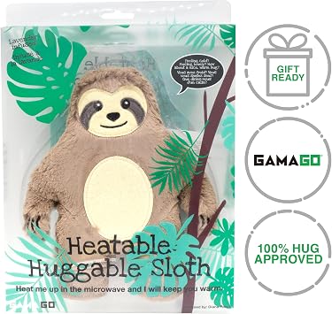 GAMAGO Heatable Huggable Sloth 11 Inch - Microwave Heating Pad Plush, Freezable Stuffed Animal, Lavender Scented Cozy Gift for Kids and Adults