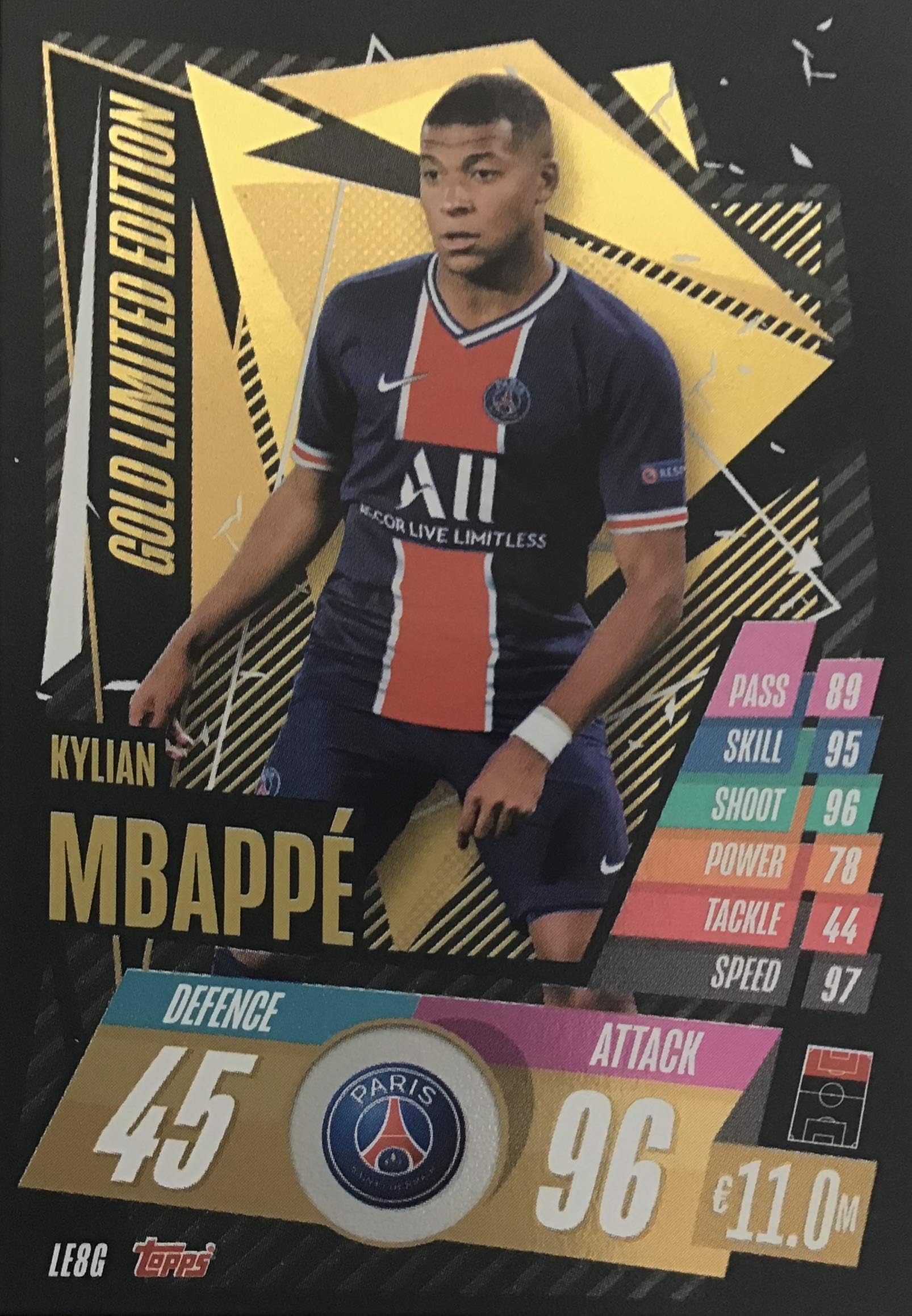 Topps Match Attax CHAMPIONS LEAGUE 20/21 LIMITED EDITION KYLIAN MBAPPE PARIS SAINT-GERMAIN GOLD