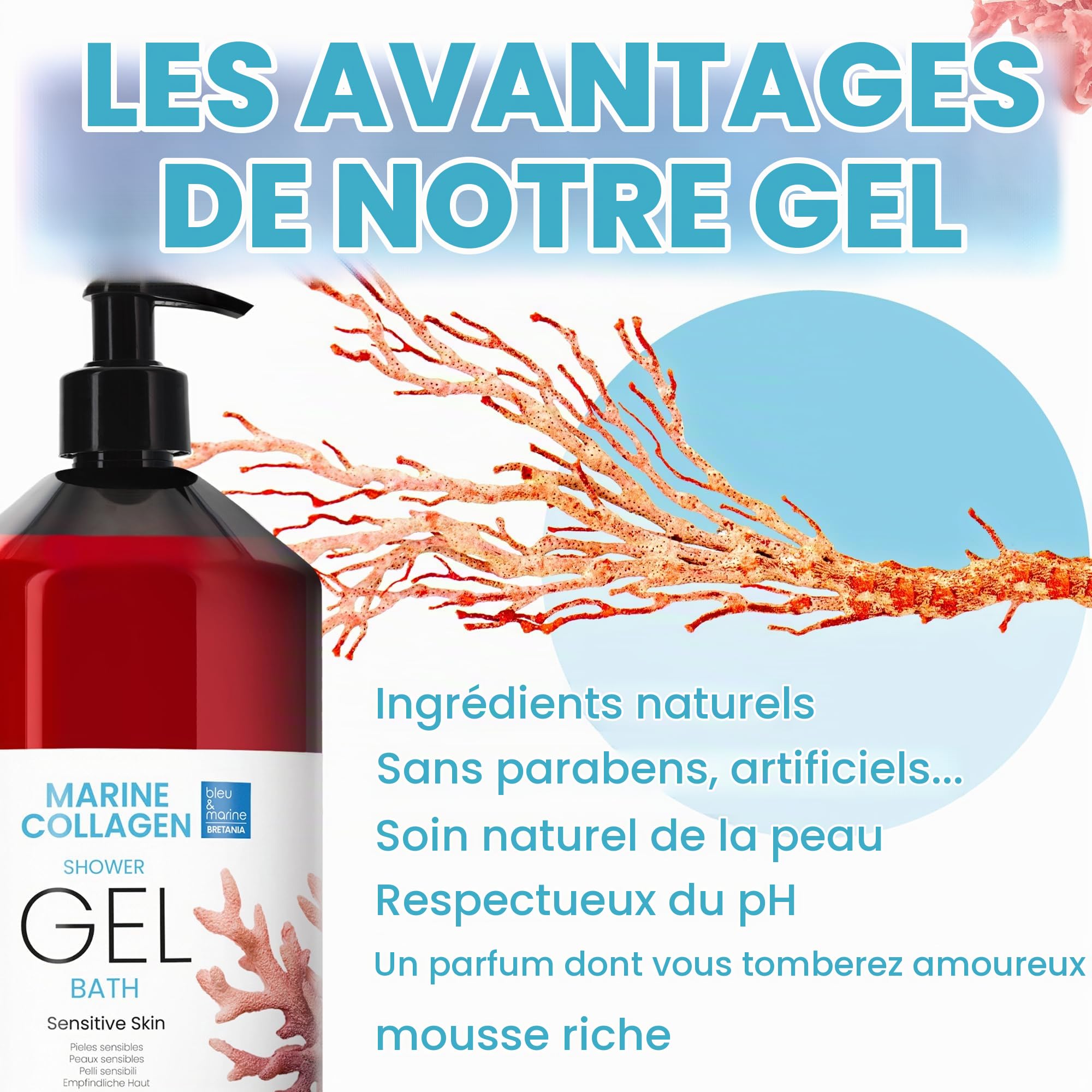 Gel Douche Perlé Extra Délicat au Collagène, Triple Action : Nettoyant Visage, Corps et Cheveux, Effet Raffermissant et Anti-Âge, Soin pour Peaux Atopiques, Sensibles et Sèches - 5000 ml