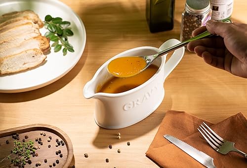 Miniatura 10 de Kook Salsa y platillo, plato de cerámica, dispensador con bandeja para salsas, aderezos y crema, mango grande, apto para microondas y lavavajillas,