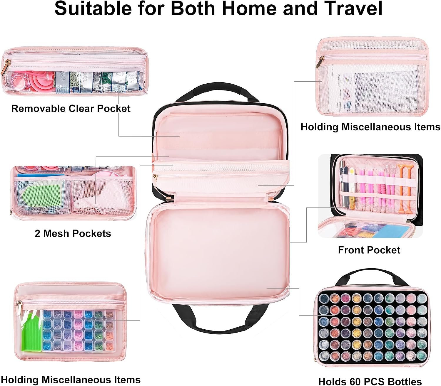 Leudes Diamond Art Storage Painting Case 60 Slots Bead Art Kits for Adults