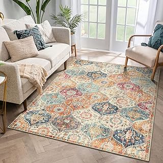 Lahome Moroccan Trellis Area Rug, 3x5 Washabl...,
