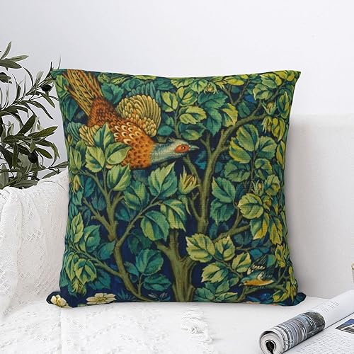 Dripglw William Cock Pheasant 1916 4 Morris - Fundas de almohada estéticas de 18 x 18 pulgadas para dormitorio, funda de almohada decorativa de