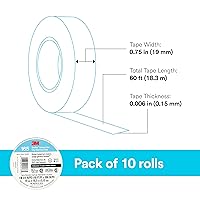 Vista 5 de 3M Temflex Cinta Eléctrica de Vinilo Multiusos 165, Blanca, 3/4 pulg x 60 pies (19 mm x 18 m), Paquete de 10 Rollos