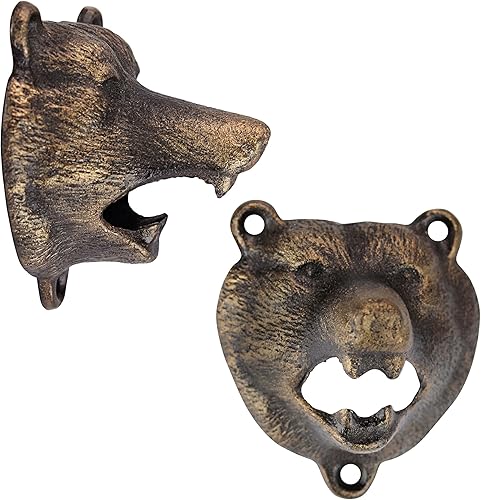 Miniatura 2 de Design Toscano Grizzly Bear of the Woods - Abridor de botellas de hierro fundido juego de dos