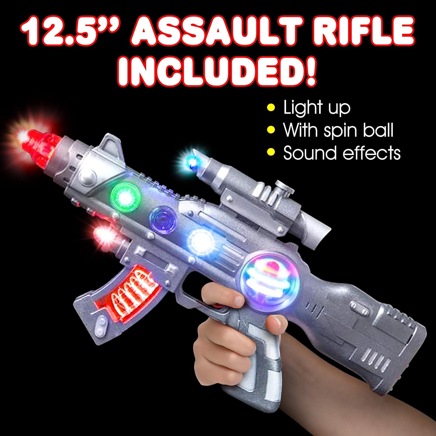 ArtCreativity Spin Ball Blaster Toy Gun and Super Spinning Space Toy Gun Set: 2 Exciting Toys with Multicolor LEDs, Sound Effects, and Batteries for Boys and Girls, Perfect for Halloween and Gifting!