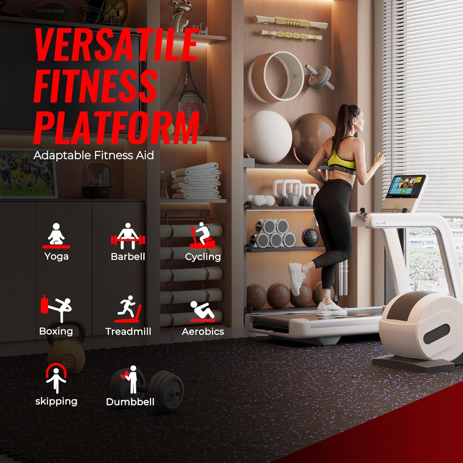 superjare 0.79'' extra-thick exercise equipment mats, 6 pcs 24 sq ft rubber top floor tiles with high density eva foam, interlocking gym flooring for home gym, protective workout mat, black/purple 6 tiles (24 sq ft) black/purple