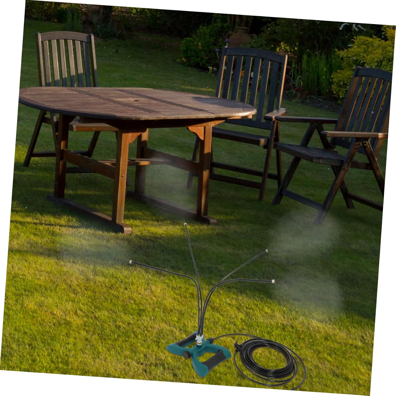 1 Set Portable Outdoor Misting System Freestanding Water Mister for Garden Cooling Lightweight Easy Setup High Efficiency Cooling for Hot Summer Days Connects to Standard Hose