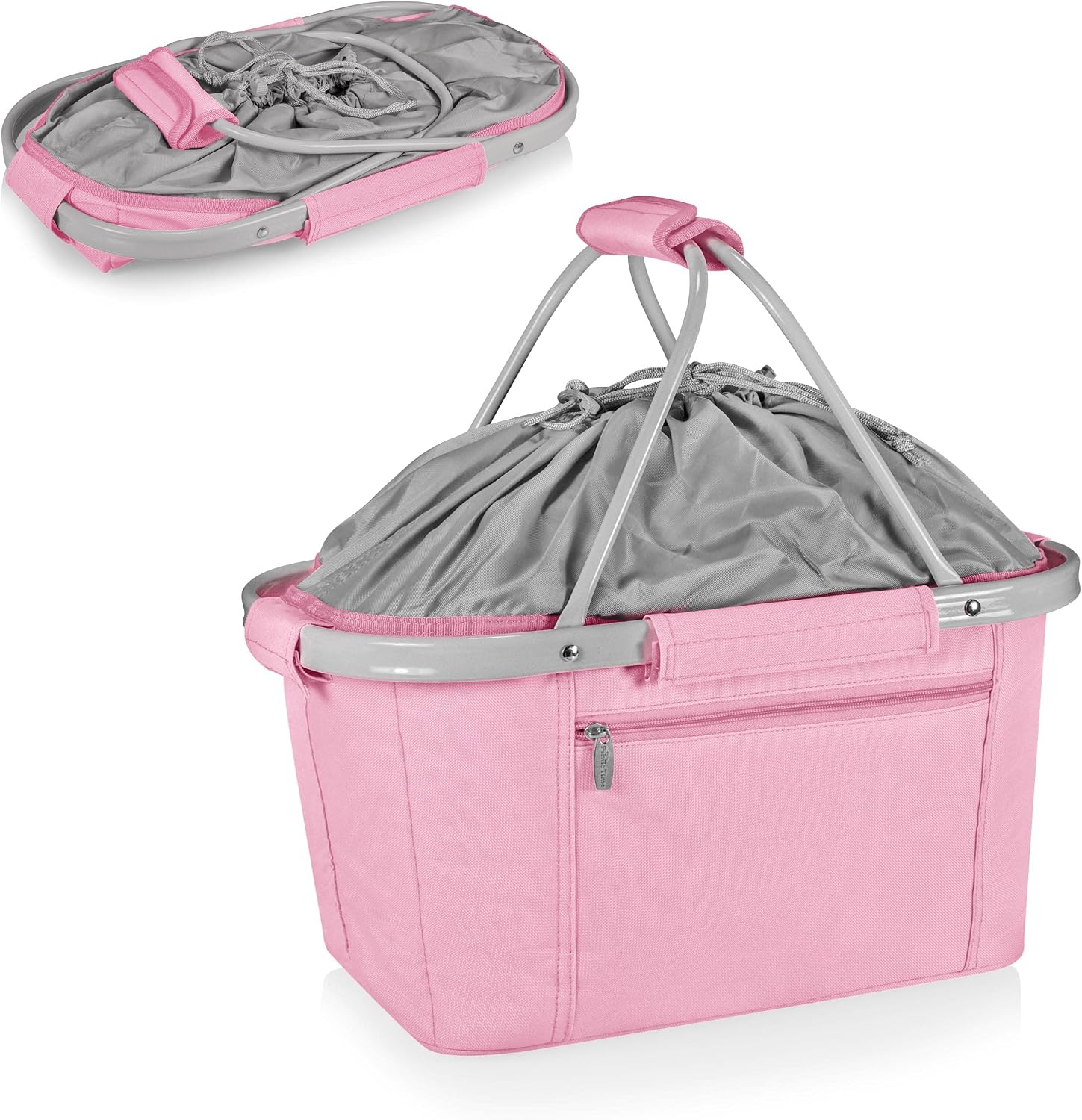 PICNIC TIME Metro Shopping Insulated Picnic Basket, Collapsible Market Basket, Lightweight Utility Tote Cooler Bag with Sturdy Aluminum Frame and Expandable Drawstring Top, Water-Resistant image 3