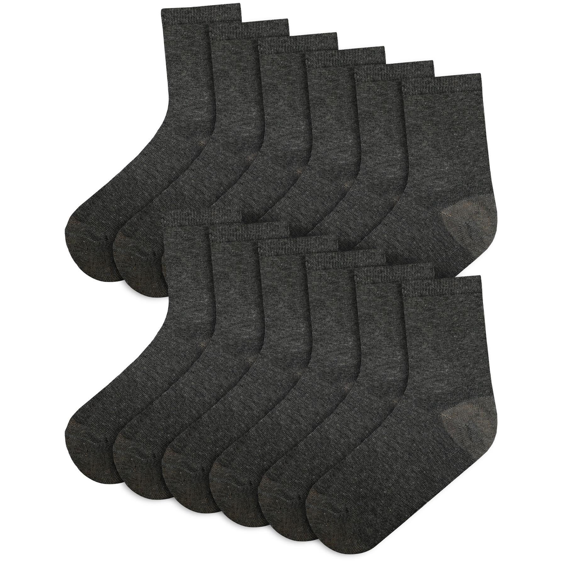A2z 4 Kids Boys Charcoal Girls Children Kids Back To School Cotton Rich Plain Ankle - Socks 970 6 Pack 3-6