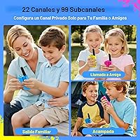 Vista 7 de Walkie Talkies para niños, juguetes para niños y niñas de 4 a 6 años, 3 millas de alcance, walkie talkie para acampar, al aire libre, regalos